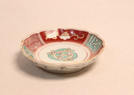 江戸後期色絵花と幾何学文図小皿①