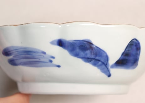 江戸幕末色絵山水図大なます皿①