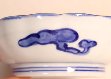 明治前期染付麒麟と牡丹図なます皿　フリモノ