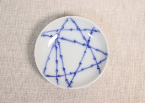 大正~昭和戦前染付竹格子図豆皿①