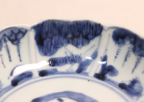 江戸後期染付草花割絵図なます皿④ノミホツ,少かたつき