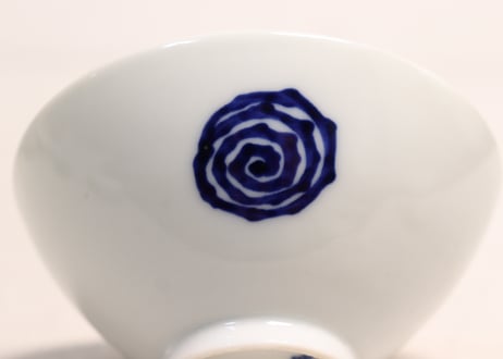明治後期～大正染付渦巻図蓋茶碗
