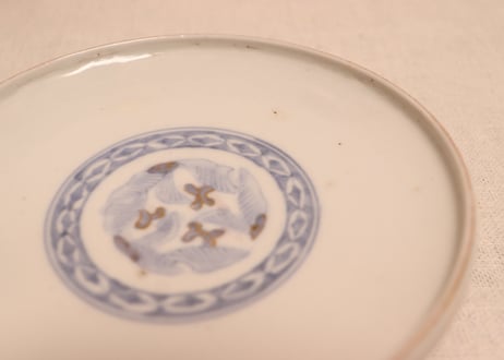 明治前期色絵花と蝶図通り物蒸茶碗