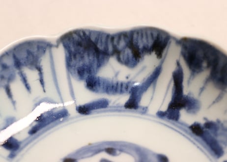 江戸後期染付草花割絵図なます皿①フリモノ