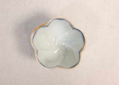明治前期染付花図梅型五弁向付②ノミホツ