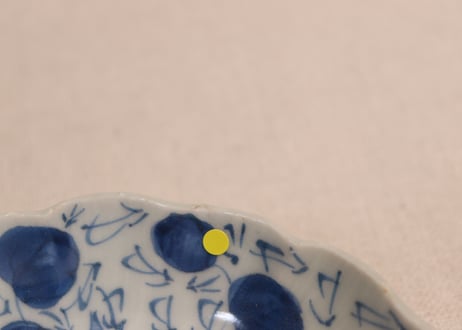 江戸幕末染付銀杏と松葉図小なます皿②ムシクイ,フリモノ