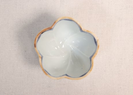 明治前期染付花図梅型五弁向付①