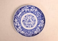 明治後期~大正染付三方に花図5寸皿①