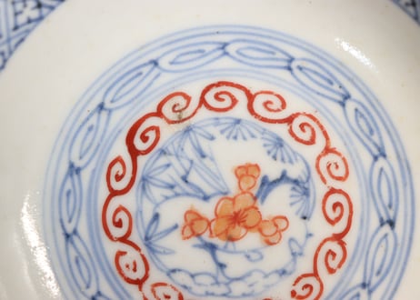 江戸幕末赤絵金彩鳳凰図蓋茶碗