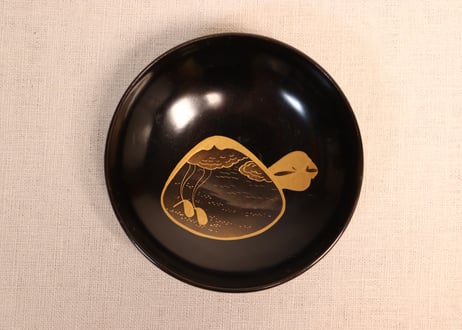 内黒外赤黒蒔絵蛤図吸物椀②汚れ,小傷