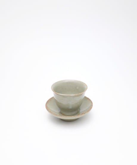 斎藤有希子　淡緑釉茶杯・茶托セット