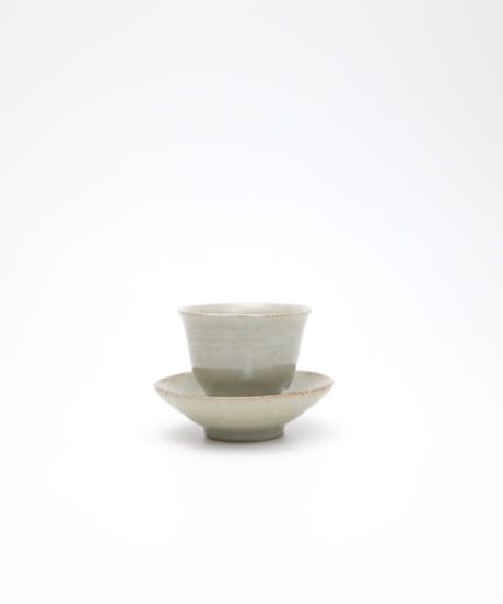斎藤有希子　淡緑釉茶杯・茶托セット