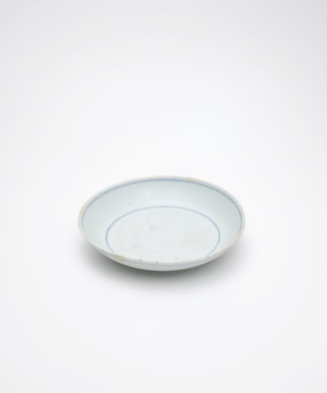 染付輪線皿 中国清朝 直し有
