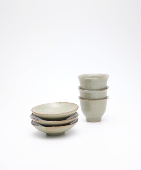 斎藤有希子　淡緑釉茶杯・茶托セット