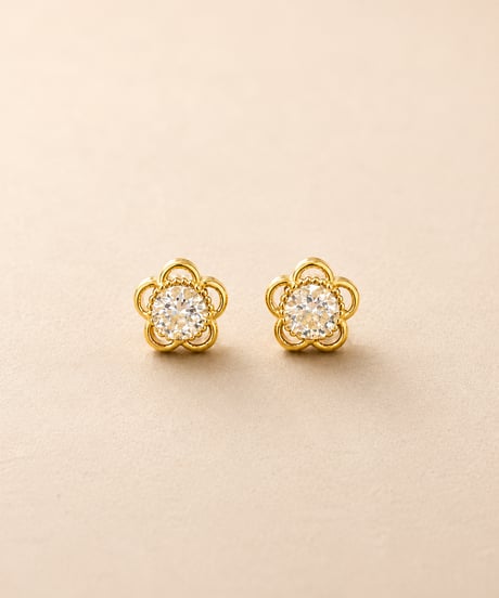 [ピアス]　ビジューフラワーピアス（素材：ステンレス）