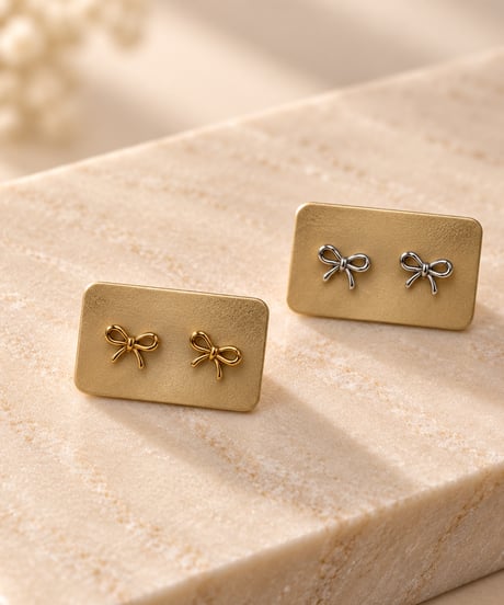 [ピアス] aucaミニリボン（素材：ステンレス）