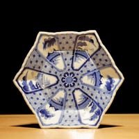 染付 六角形皿