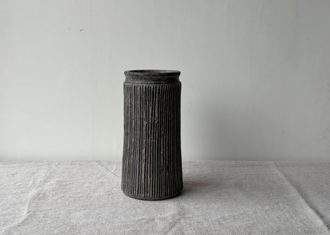 黒錆 櫛目 花入＿田鶴濱守人