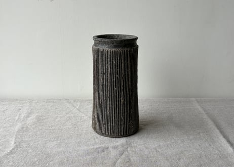 黒錆 櫛目 花入＿田鶴濱守人