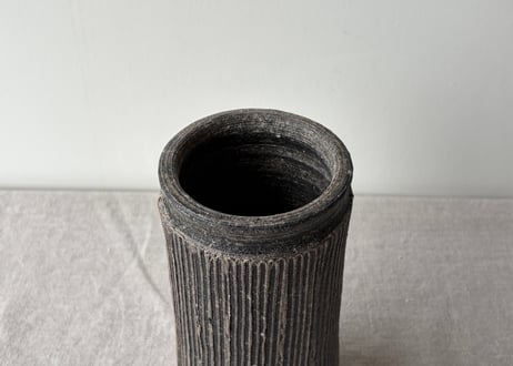 黒錆 櫛目 花入＿田鶴濱守人