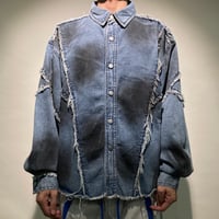 切り替えダメージデニムシャツ(ブリーチ)
