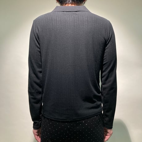 カラー付カーデシャツL/S(ブラック)