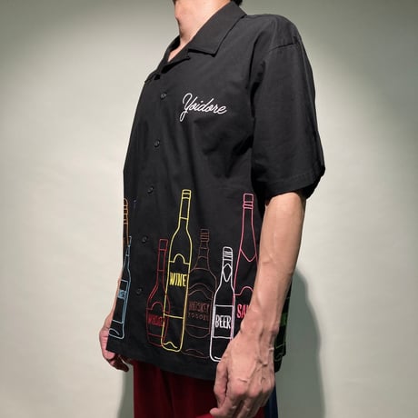 酒ボトル刺繍シャツS/S
