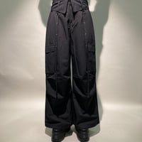 ハトメ&コード付ワイドカーゴパンツ(ブラック)