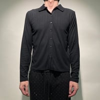 カラー付カーデシャツL/S(ブラック)