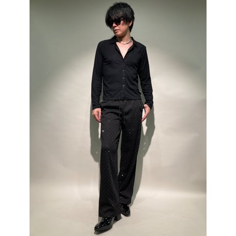 カラー付カーデシャツL/S(ブラック)