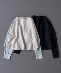 【 コットン シルクツイル + シルク天竺 製品染め 】 洗えるコットンシルク、ワイドカットソー ラウンドヘム / 1368025