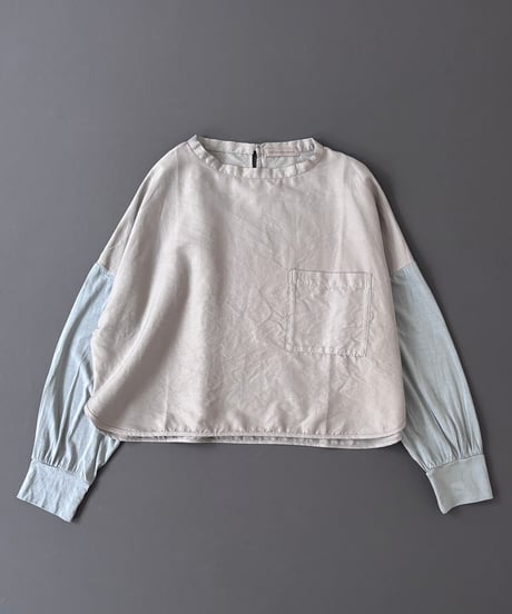 【 コットン シルクツイル + シルク天竺 製品染め 】 洗えるコットンシルク、ワイドカットソー ラウンドヘム / 1368025