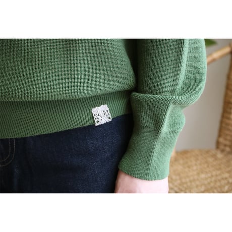 AZ-02-008 ウールラグランハイネックセーター：Green
