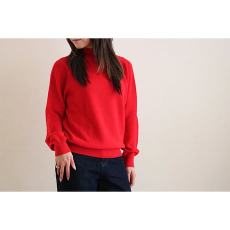 AZ-02-008 ウールラグランハイネックセーター：Red