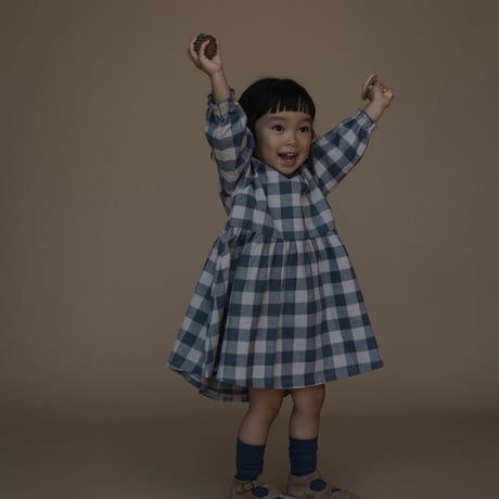【organic zoo】Fog Blue Gingham Field Dress