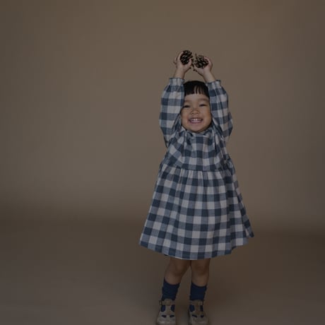 【organic zoo】Fog Blue Gingham Field Dress