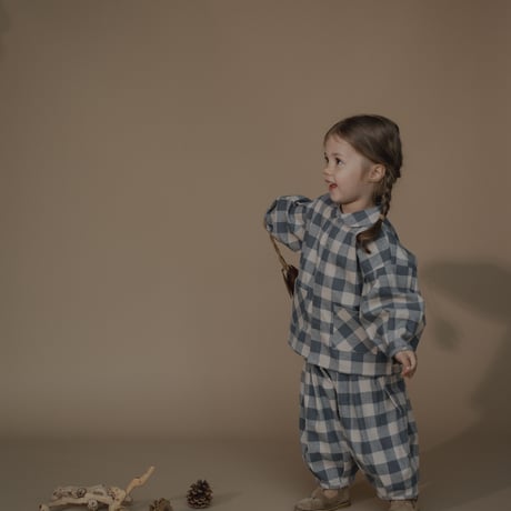 【organic zoo】Fog Blue Gingham Lodge Shirt