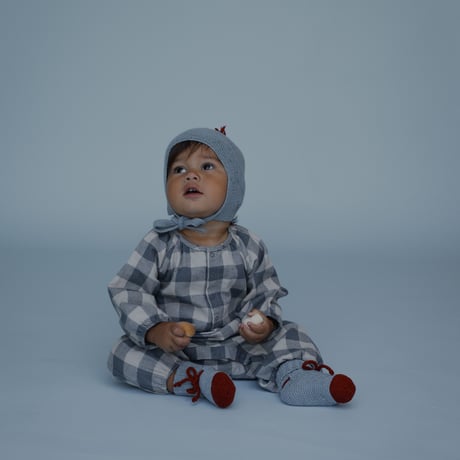 【organic zoo】Fog Blue Gingham Onesie