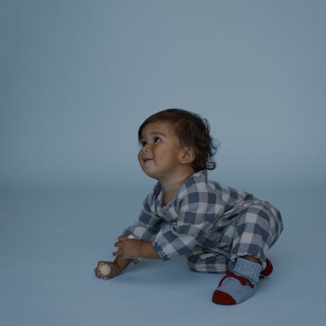 【organic zoo】Fog Blue Gingham Onesie