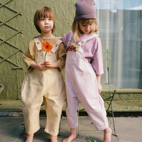 予約【The Simple Folk】mustard//The Oversized Denim Dungaree Kids | Mineral Dyed