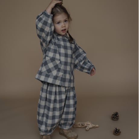 【organic zoo】Fog Blue Gingham Lodge Pants