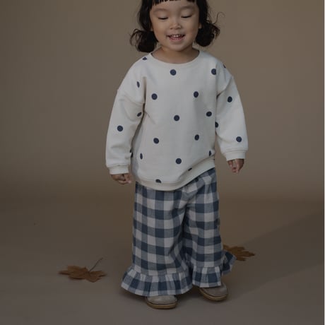 【organic zoo】Fog Blue Gingham Frill Culottes