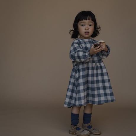 【organic zoo】Fog Blue Gingham Field Dress