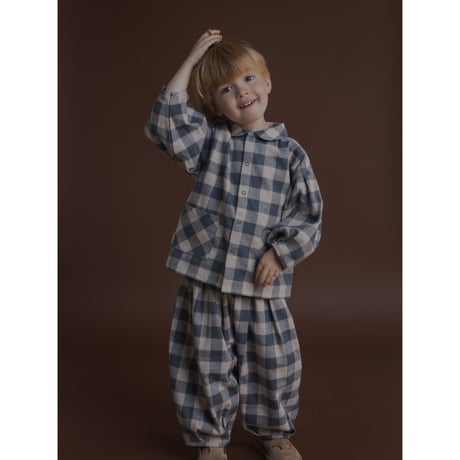 【organic zoo】Fog Blue Gingham Lodge Pants