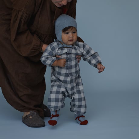 【organic zoo】Fog Blue Gingham Onesie