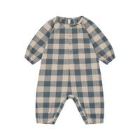 【organic zoo】Fog Blue Gingham Onesie
