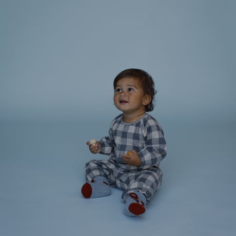 【organic zoo】Fog Blue Gingham Onesie