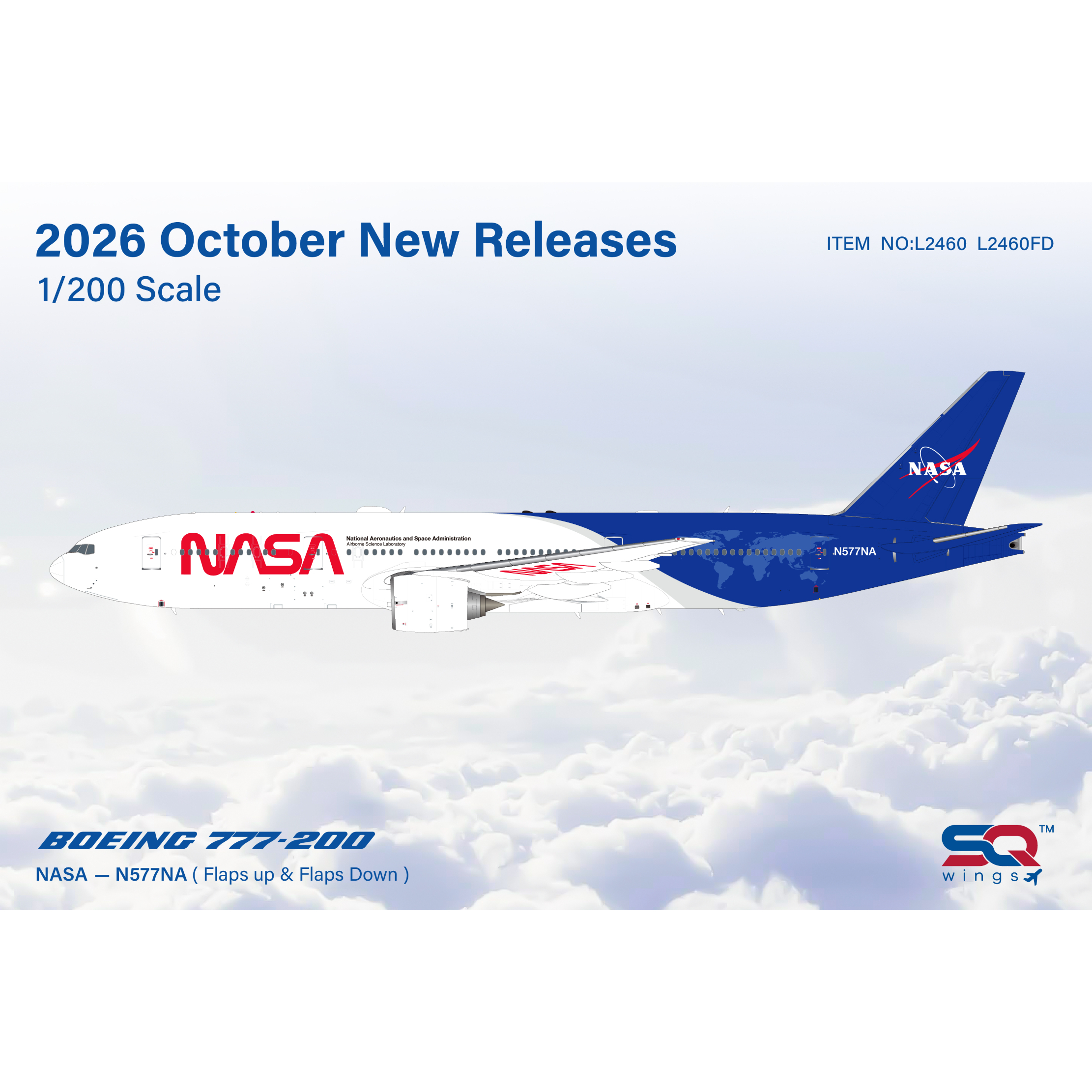 SQ Wings 1/200 777-200 NASA（アメリカ航空宇宙局）「NASA塗装」N