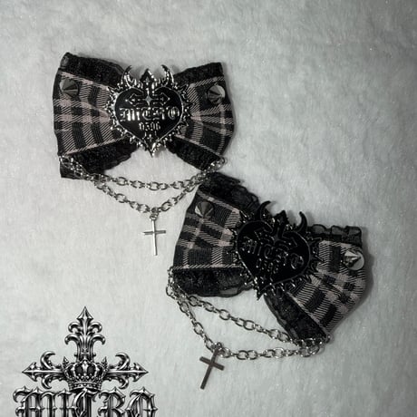 【PINKBLACK】MICRØ CHECK × ribbon hair clip