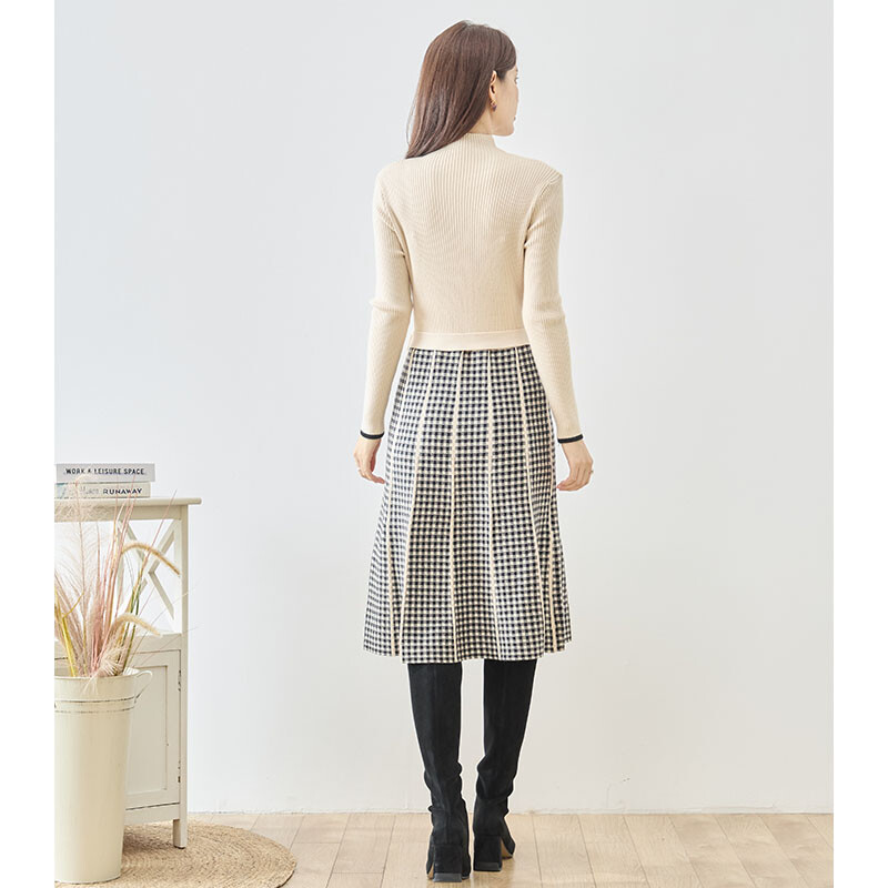 ニットチェックワンピース (N85-093) | prologueikebukuro's STORE
